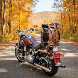 Motorcycle Travel Bag ByMad Squirrell, Hadcrafted Genuine Leather EUC